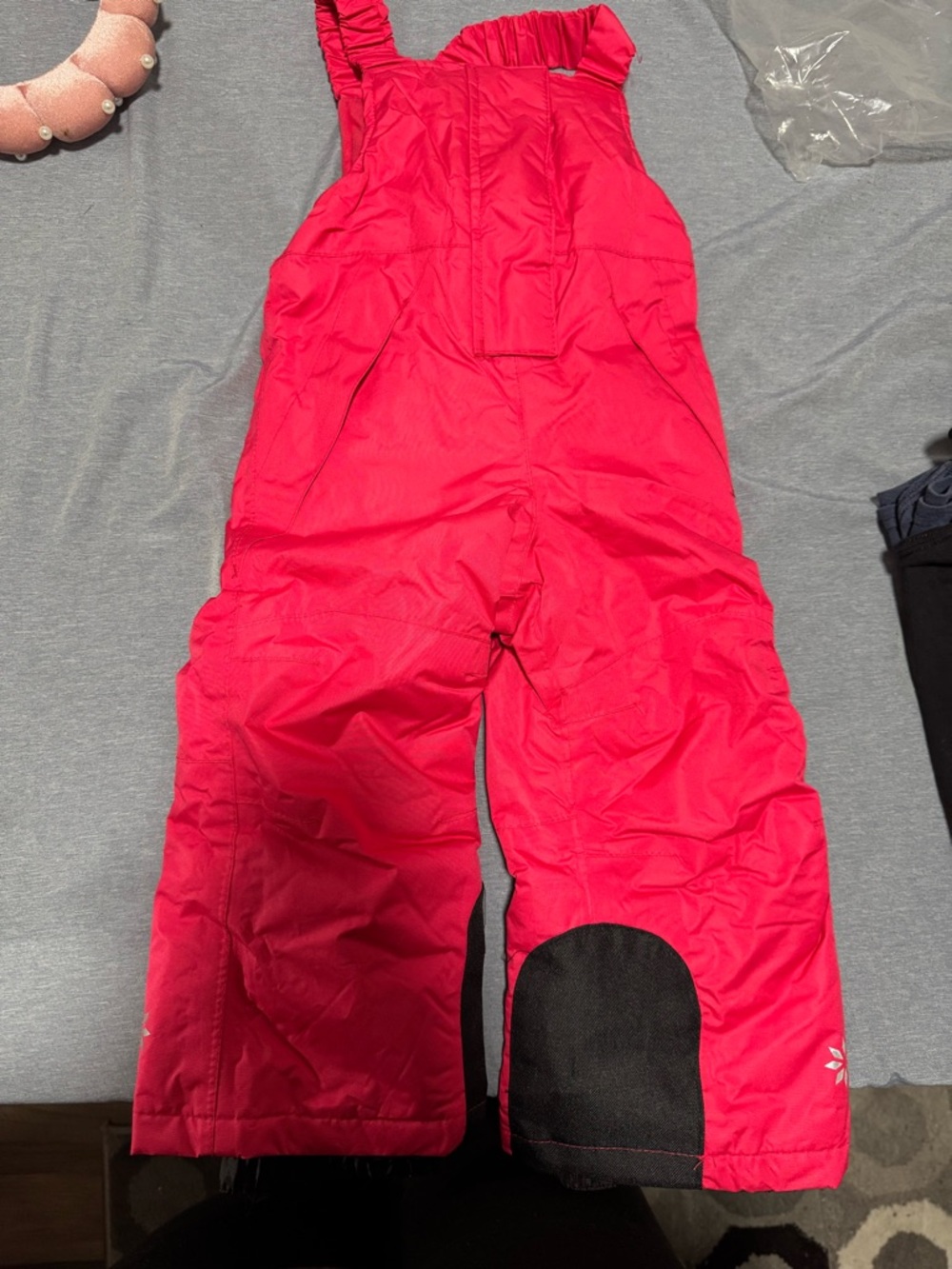 Kids Fuchsia Snow Bib Overalls with Reinforced Knees